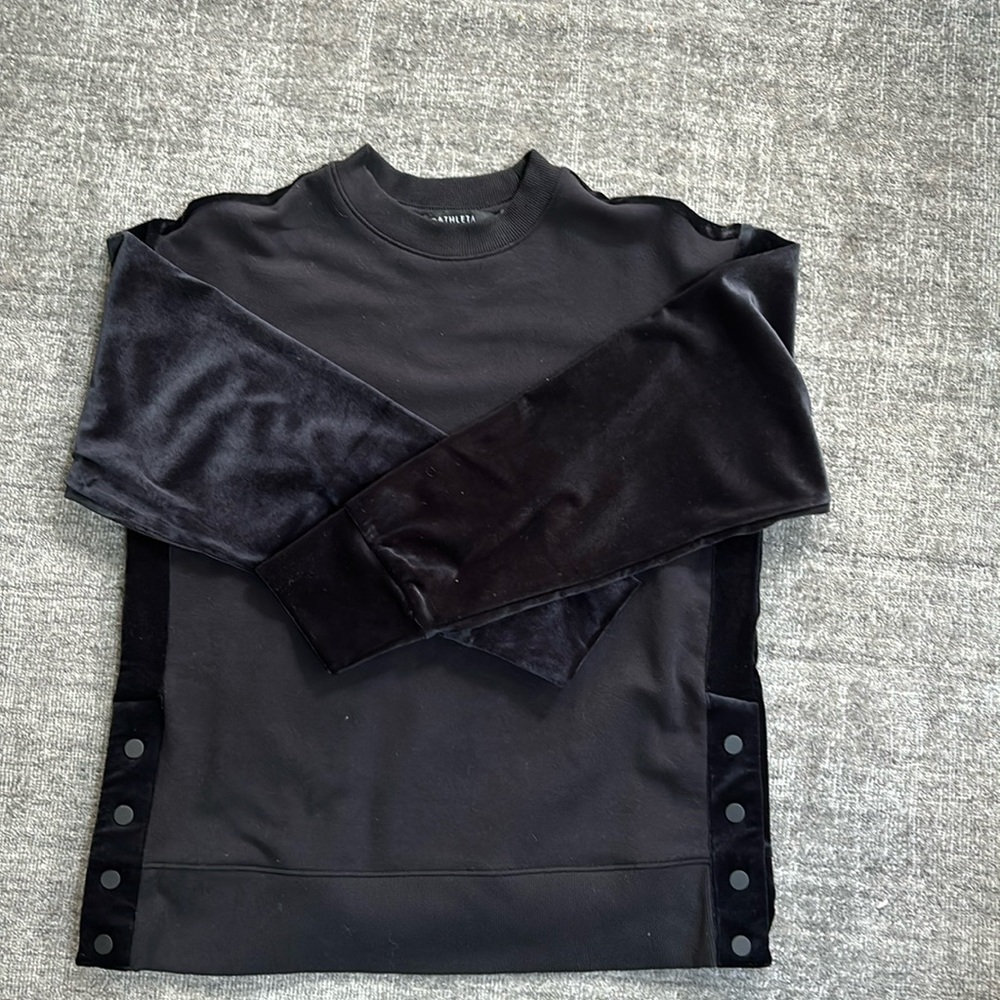 Athleta black velvet sweatshirt